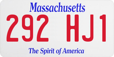 MA license plate 292HJ1