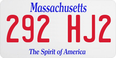 MA license plate 292HJ2