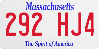 MA license plate 292HJ4