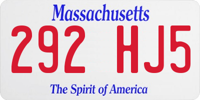MA license plate 292HJ5