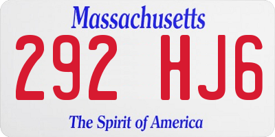 MA license plate 292HJ6