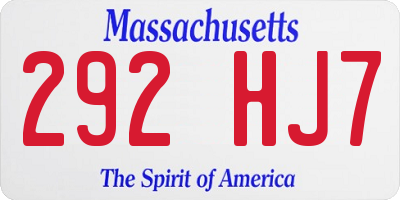 MA license plate 292HJ7