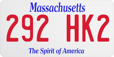MA license plate 292HK2