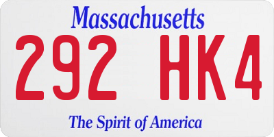 MA license plate 292HK4