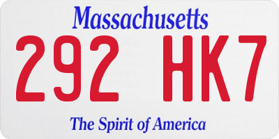 MA license plate 292HK7