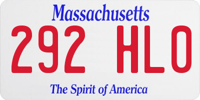 MA license plate 292HL0