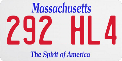 MA license plate 292HL4