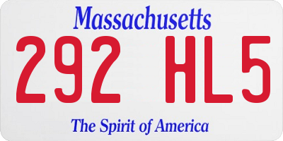 MA license plate 292HL5