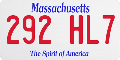MA license plate 292HL7