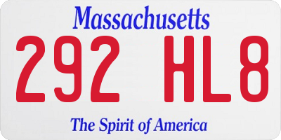 MA license plate 292HL8