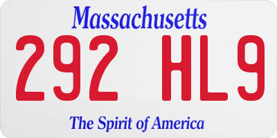 MA license plate 292HL9