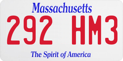 MA license plate 292HM3
