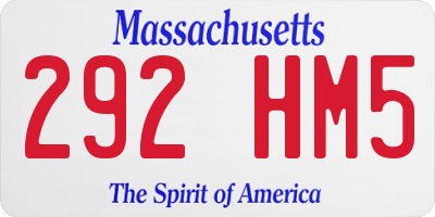MA license plate 292HM5