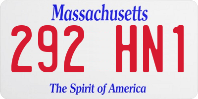 MA license plate 292HN1