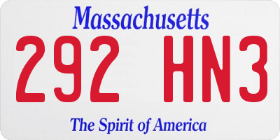 MA license plate 292HN3