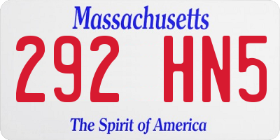 MA license plate 292HN5