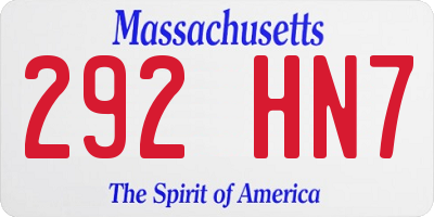 MA license plate 292HN7