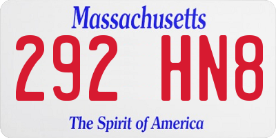 MA license plate 292HN8