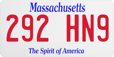 MA license plate 292HN9
