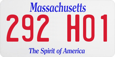 MA license plate 292HO1