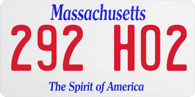 MA license plate 292HO2