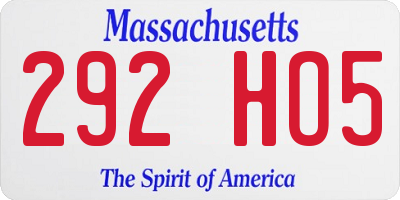MA license plate 292HO5