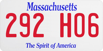 MA license plate 292HO6