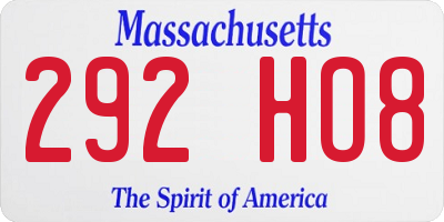 MA license plate 292HO8