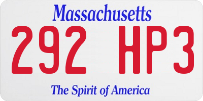 MA license plate 292HP3