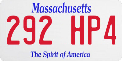 MA license plate 292HP4