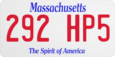 MA license plate 292HP5