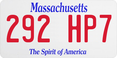 MA license plate 292HP7