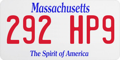 MA license plate 292HP9
