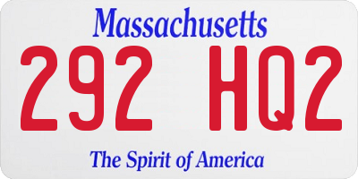 MA license plate 292HQ2