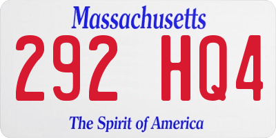 MA license plate 292HQ4