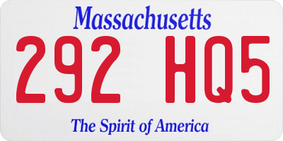 MA license plate 292HQ5