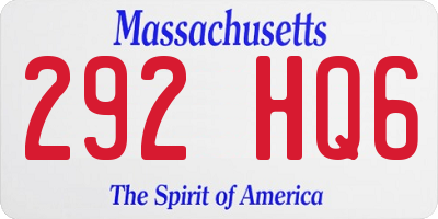 MA license plate 292HQ6