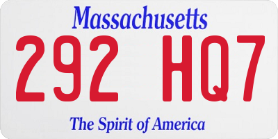 MA license plate 292HQ7