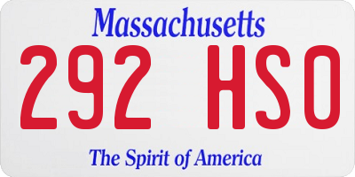 MA license plate 292HS0