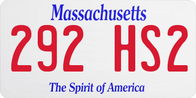 MA license plate 292HS2