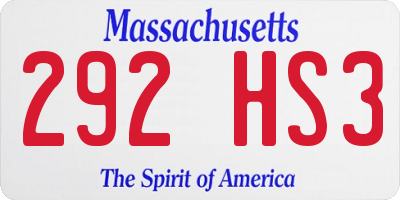 MA license plate 292HS3