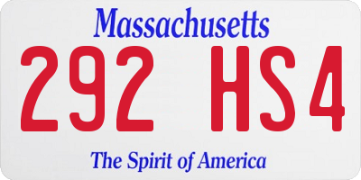 MA license plate 292HS4