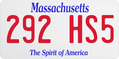 MA license plate 292HS5