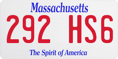MA license plate 292HS6