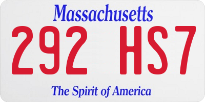 MA license plate 292HS7