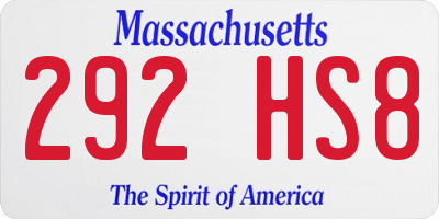 MA license plate 292HS8