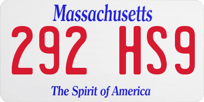 MA license plate 292HS9