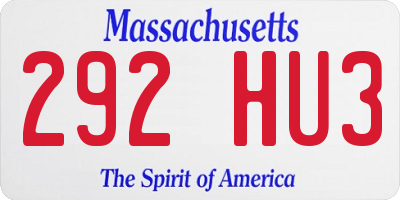 MA license plate 292HU3