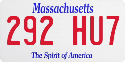 MA license plate 292HU7