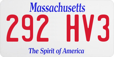 MA license plate 292HV3